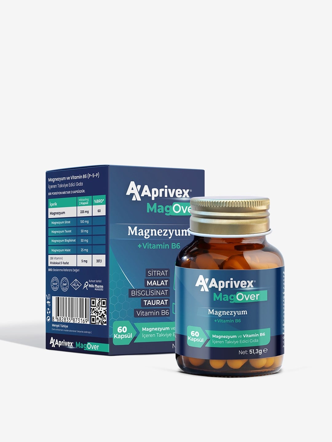aaaaaaaaaaaaaaaaaaaaaaaaaaaaaaa Aprivex Magover Magnezyum 5 Li Etki 60 Tablet Vitamin B6 - Görsel 1